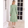image:imageZeagoo Fall Dresses for Women Long Sleeve Midi Dress Casual A Line Dresses 2026 Pleated Flare Dress with PocketsLight Green Floral
