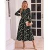 image:imageZeagoo Fall Dresses for Women Long Sleeve Midi Dress Casual A Line Dresses 2026 Pleated Flare Dress with PocketsLittle Green Flower