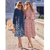 image:imageZeagoo Fall Dresses for Women Long Sleeve Midi Dress Casual A Line Dresses 2026 Pleated Flare Dress with PocketsNavy Floral