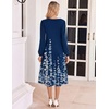 image:imageZeagoo Fall Dresses for Women Long Sleeve Midi Dress Casual A Line Dresses 2026 Pleated Flare Dress with PocketsNavy Floral