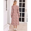image:imageZeagoo Fall Dresses for Women Long Sleeve Midi Dress Casual A Line Dresses 2026 Pleated Flare Dress with PocketsPink Floral