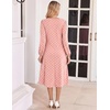 image:imageZeagoo Fall Dresses for Women Long Sleeve Midi Dress Casual A Line Dresses 2026 Pleated Flare Dress with PocketsPink Polka Dot