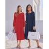 image:imageZeagoo Fall Dresses for Women Long Sleeve Midi Dress Casual A Line Dresses 2026 Pleated Flare Dress with PocketsRed Polka Dot