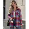 image:imageZeagoo Flannel Shirt Women Plaid Button Down Shackets Long Sleeve Fall Tops  Cotton Brushed Flannel Shirts Lightweight Loose Fit Blouse Business Casual Office Outfits 2026 Fashion Summer Western ClothesGw550