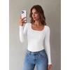 image:imageZeagoo Long Sleeve Shirts for Women Square Neck Slim Fit Top Fall Basic Tee  Women 2026 Fall Clothes Scoop Neck Business Work Top Undershirt Tee1white