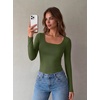 image:imageZeagoo Long Sleeve Shirts for Women Square Neck Slim Fit Top Fall Basic Tee  Women 2026 Fall Clothes Scoop Neck Business Work Top Undershirt TeeArmy Green