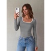 image:imageZeagoo Long Sleeve Shirts for Women Square Neck Slim Fit Top Fall Basic Tee  Women 2026 Fall Clothes Scoop Neck Business Work Top Undershirt TeeBlack White Stripes