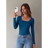 image:imageZeagoo Long Sleeve Shirts for Women Square Neck Slim Fit Top Fall Basic Tee  Women 2026 Fall Clothes Scoop Neck Business Work Top Undershirt TeeBlue