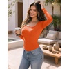 image:imageZeagoo Long Sleeve Shirts for Women Square Neck Slim Fit Top Fall Basic Tee  Women 2026 Fall Clothes Scoop Neck Business Work Top Undershirt TeeOrange