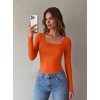 image:imageZeagoo Long Sleeve Shirts for Women Square Neck Slim Fit Top Fall Basic Tee  Women 2026 Fall Clothes Scoop Neck Business Work Top Undershirt TeeOrange