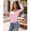 image:imageZeagoo Long Sleeve Shirts for Women Square Neck Slim Fit Top Fall Basic Tee  Women 2026 Fall Clothes Scoop Neck Business Work Top Undershirt TeePink