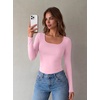 image:imageZeagoo Long Sleeve Shirts for Women Square Neck Slim Fit Top Fall Basic Tee  Women 2026 Fall Clothes Scoop Neck Business Work Top Undershirt TeePink
