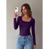 image:imageZeagoo Long Sleeve Shirts for Women Square Neck Slim Fit Top Fall Basic Tee  Women 2026 Fall Clothes Scoop Neck Business Work Top Undershirt TeePurple