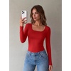 image:imageZeagoo Long Sleeve Shirts for Women Square Neck Slim Fit Top Fall Basic Tee  Women 2026 Fall Clothes Scoop Neck Business Work Top Undershirt TeeRed