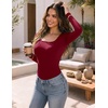 image:imageZeagoo Long Sleeve Shirts for Women Square Neck Slim Fit Top Fall Basic Tee  Women 2026 Fall Clothes Scoop Neck Business Work Top Undershirt TeeWine Red