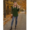 image:imageZeagoo Women Blouses Long Sleeve Shirts Boho Henley V Neck Tops Business Casual Loose Pleated Fashion ClothingArmy Green