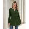image:imageZeagoo Women Blouses Long Sleeve Shirts Boho Henley V Neck Tops Business Casual Loose Pleated Fashion ClothingArmy Green