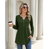 image:imageZeagoo Women Blouses Long Sleeve Shirts Boho Henley V Neck Tops Business Casual Loose Pleated Fashion ClothingArmy Green