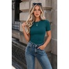 image:imageZeagoo Women Short Sleeve Tops Crewneck Ribbed Knit Fitted Tshirts Dressy Casual Basic Tee 2026 Summer ClothesBlue Green