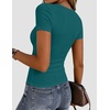 image:imageZeagoo Women Short Sleeve Tops Crewneck Ribbed Knit Fitted Tshirts Dressy Casual Basic Tee 2026 Summer ClothesBlue Green