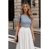 image:imageZeagoo Women Short Sleeve Tops Crewneck Ribbed Knit Fitted Tshirts Dressy Casual Basic Tee 2026 Summer ClothesBlue Stripe