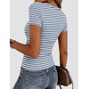 image:imageZeagoo Women Short Sleeve Tops Crewneck Ribbed Knit Fitted Tshirts Dressy Casual Basic Tee 2026 Summer ClothesBlue Stripe