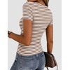 image:imageZeagoo Women Short Sleeve Tops Crewneck Ribbed Knit Fitted Tshirts Dressy Casual Basic Tee 2026 Summer ClothesBrown Stripe