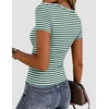 image:imageZeagoo Women Short Sleeve Tops Crewneck Ribbed Knit Fitted Tshirts Dressy Casual Basic Tee 2026 Summer ClothesGreen Stripe
