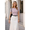 image:imageZeagoo Women Short Sleeve Tops Crewneck Ribbed Knit Fitted Tshirts Dressy Casual Basic Tee 2026 Summer ClothesPink Stripe