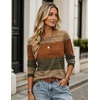 image:imageZeagoo Womens Casual Shirts Long Sleeve Tops Soft Crewneck Tshirts Basic Tee Business Workout Outfit 2026 Fall ClothesZ Stripes Brown 398