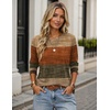 image:imageZeagoo Womens Casual Shirts Long Sleeve Tops Soft Crewneck Tshirts Basic Tee Business Workout Outfit 2026 Fall ClothesZ Stripes Brown 398
