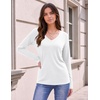 image:imageZeagoo Womens Long Sleeve Shirts V Neck Basic Tee Tops Dressy Casual Business Work Blouses Fall Outfits S3XLA White