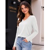 image:imageZeagoo Womens Long Sleeve Shirts V Neck Basic Tee Tops Dressy Casual Business Work Blouses Fall Outfits S3XLA White
