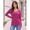 image:imageZeagoo Womens Long Sleeve Shirts V Neck Basic Tee Tops Dressy Casual Business Work Blouses Fall Outfits S3XLHot Pink