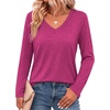 image:imageZeagoo Womens Long Sleeve Shirts V Neck Basic Tee Tops Dressy Casual Business Work Blouses Fall Outfits S3XLHot Pink