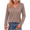 image:imageZeagoo Womens Long Sleeve Shirts V Neck Basic Tee Tops Dressy Casual Business Work Blouses Fall Outfits S3XLKhaki