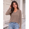 image:imageZeagoo Womens Long Sleeve Shirts V Neck Basic Tee Tops Dressy Casual Business Work Blouses Fall Outfits S3XLKhaki