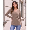 image:imageZeagoo Womens Long Sleeve Shirts V Neck Basic Tee Tops Dressy Casual Business Work Blouses Fall Outfits S3XLKhaki