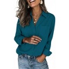 image:imageZeagoo Blouses for Women Long Sleeve Button Down Shirts Dressy Casual Collared Tops Business Work OutfitsTeal Blue