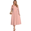 image:imageZeagoo Fall Dresses for Women Long Sleeve Midi Dress Casual A Line Dresses 2026 Pleated Flare Dress with PocketsPink Polka Dot
