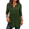 image:imageZeagoo Women Blouses Long Sleeve Shirts Boho Henley V Neck Tops Business Casual Loose Pleated Fashion ClothingArmy Green
