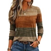 image:imageZeagoo Womens Casual Shirts Long Sleeve Tops Soft Crewneck Tshirts Basic Tee Business Workout Outfit 2026 Fall ClothesZ Stripes Brown 398