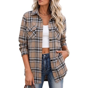image:imageZeagoo Flannel Shirt Women Plaid Button Down Shackets Long Sleeve Fall Tops  Cotton Brushed Flannel Shirts Lightweight Loose Fit Blouse Business Casual Office Outfits 2026 Fashion Summer Western ClothesGz991