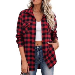 image:imageZeagoo Flannel Shirt Women Plaid Button Down Shackets Long Sleeve Fall Tops  Cotton Brushed Flannel Shirts Lightweight Loose Fit Blouse Business Casual Office Outfits 2026 Fashion Summer Western ClothesGz188