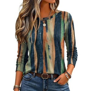 image:imageZeagoo Womens Casual Shirts Long Sleeve Tops Soft Crewneck Tshirts Basic Tee Business Workout Outfit 2026 Fall ClothesZ Stripes Multicolor 289
