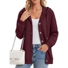 image:imageZeagoo Hoodie for Women Hooded Sweatshirt Button Hoodies With Pockets Comfy Fleece Jackets 2026 Fashion S3XLDark Red