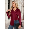 image:imageZeagoo Womens Satin Shirt Silk Button Down Blouses Long Sleeve Loose Tops  Business Casual TopsCollared BlousesLightweight TopsGoing Out TopLadies Elegant BlouseDressy Party TopsFall FashionWine Red