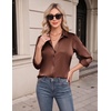 image:imageZeagoo Womens Satin Shirt Silk Button Down Blouses Long Sleeve Loose Tops  Business Casual TopsCollared BlousesLightweight TopsGoing Out TopLadies Elegant BlouseDressy Party TopsFall FashionAchocolate Brown