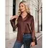 image:imageZeagoo Womens Satin Shirt Silk Button Down Blouses Long Sleeve Loose Tops  Business Casual TopsCollared BlousesLightweight TopsGoing Out TopLadies Elegant BlouseDressy Party TopsFall FashionAchocolate Brown