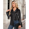 image:imageZeagoo Womens Satin Shirt Silk Button Down Blouses Long Sleeve Loose Tops  Business Casual TopsCollared BlousesLightweight TopsGoing Out TopLadies Elegant BlouseDressy Party TopsFall FashionBlack